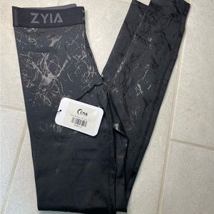 Zyia Banded Black Marble Hi Rise Legging 28” size 4